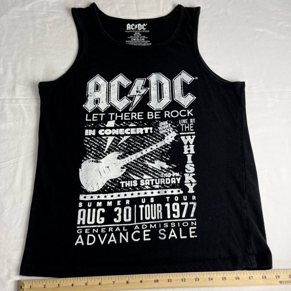 AC/DC Tank Top Women Size M Black Crew Neck Summer USA Tour Graphic Cotton Blend - Picture 1 of 10